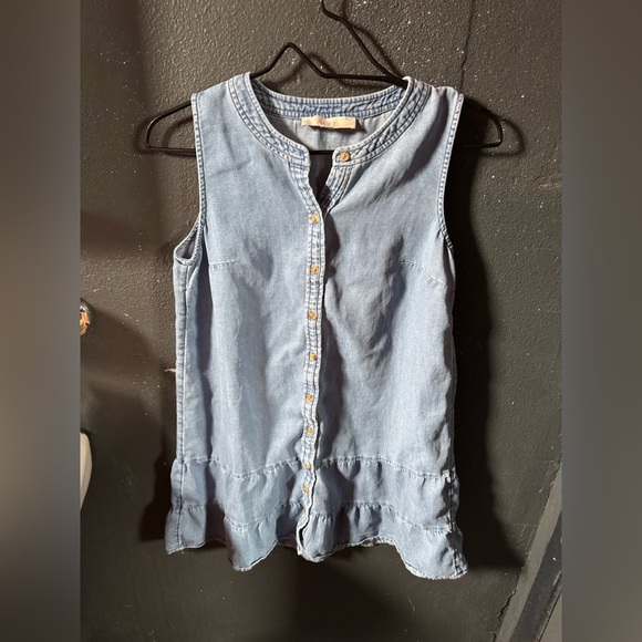 LOFT Dresses & Skirts - LOFT Light Blue Denim Button Up Sleeveless Dress